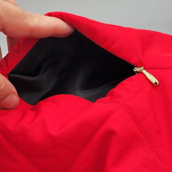 Vtg Reversible Red & Black Quilted Vest With Faux Fur Texture Sleeveless - Picture 11 of 16